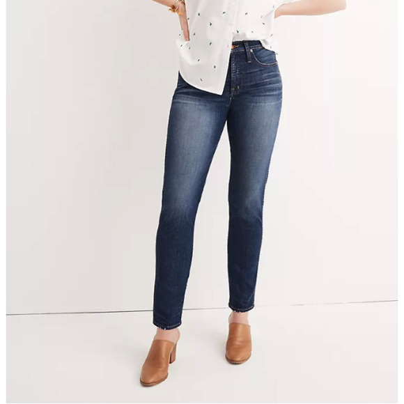 Madewell Women's Blue‎ Slim Straight Belt Loops Slim Straight Jeans Size 28 - Picture 1 of 6